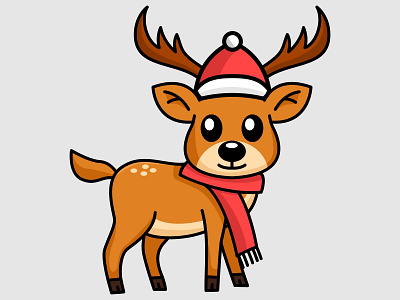 Vector illustration of reindeer celebrating christmas day