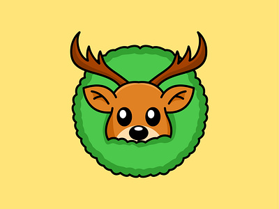 Vector illustration of cute deer head celebrating christmas day