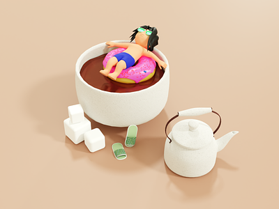 Relax Mode 3d blender coffee cool design donut graphic design light mug smooth vibe