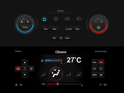 Car Screens and Control Buttons design infotainment neumorphism ui ux