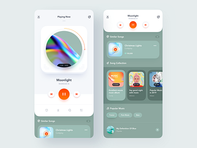 Music Player App app clean green ios iphone mobile music music player orange player recommend shadow song ui
