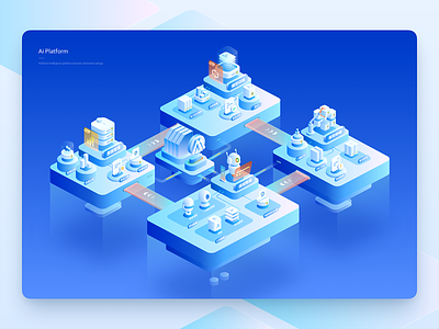 Ai Platform Illustration 2.5d banner blue business illustration platform process technology ui web