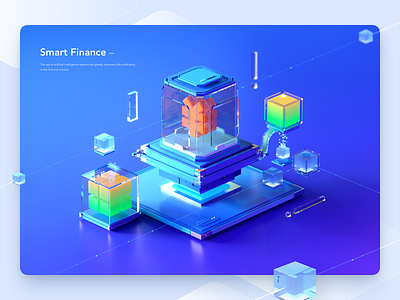 Smart Finance 3d ai banner blue c4d finance illustration intelligent service system technology ui web