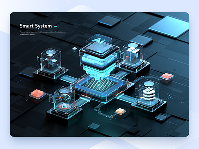 Smart System 3d ai business c4d chip circuit cpu data electronic finance intelligent server technology terminal ui web