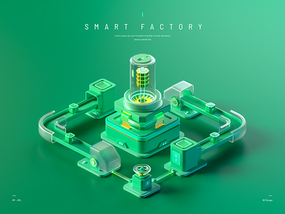 Smart Factory 3d ai assembly line automation c4d factory intelligent manufacture oc production technology