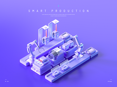 Smart Production 3d ai assembly line automation c4d factory industry intelligent manufacture mechanical oc production technology