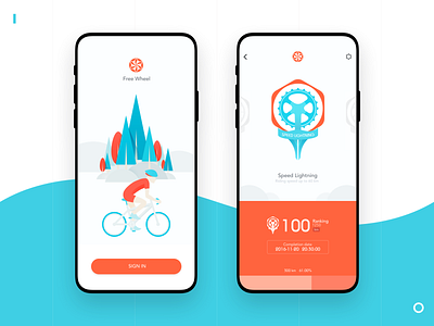 Free Wheel UI app badge bicycle cycling data health illustration interface motion recording riding ui