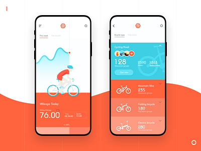 Free Wheel UI app badge bicycle cycling data health illustration interface motion recording riding ui