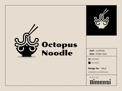 Octopus noodle (ready for sale) brand branding concept coreldraw design idea identity inspiration japanese logo logofood logosale mandarin noodle octopus ramen restaurant sushi symbol vector