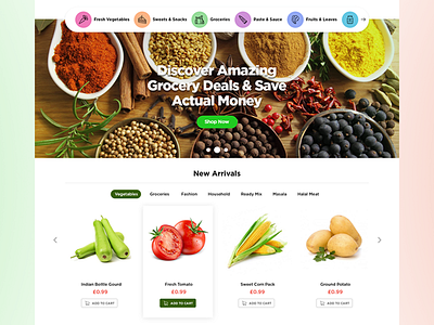 Grocery eCommerce Website design flat typography ui ux web website