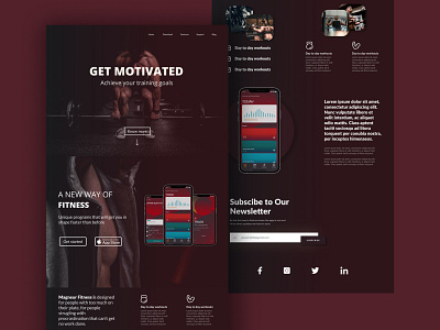 Fitness App Landing Page app design cardio exercise fit fitness app gymmotivation landing page life muscle lifestyle sport sports ui ux web website workout