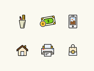 Simple random Icons bag home icon iphone khuzema minimal money pen printer scale shopping stand