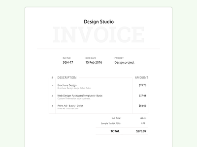 Typography Invoice