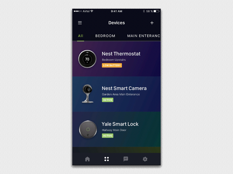 Home Automation App Concept (Products List)