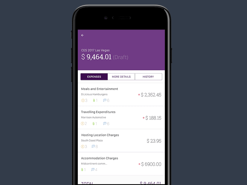 Expense Reporting App Concept expense reporting interaction khuzema user experience user interface animation web application interaction