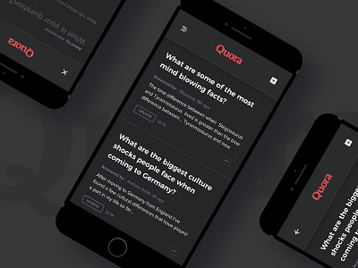 Quora App Dark Ui - Answers Feed