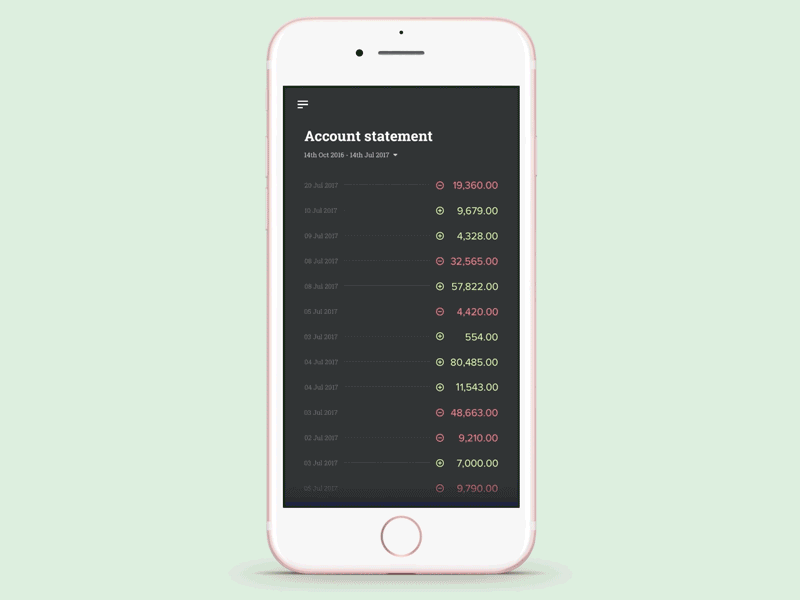 Mobile Banking - Simple Account Statement (Interactive)