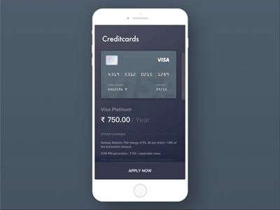 Mobile Banking - Cards Details (Interaction) card credit dark debit interface khuzema minimal security simplicity ui usability ux