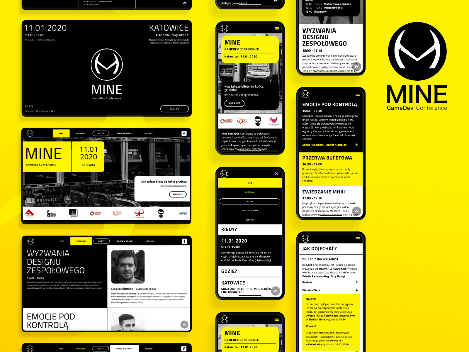 Mine GameDev Conference brand & web design by Wawrzyniec Wróblewski