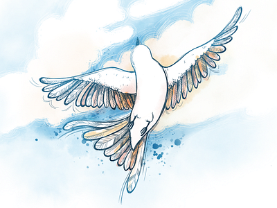 Fly high bird blue blue bird digital feather flying illustration ipad pro procreate uplifting