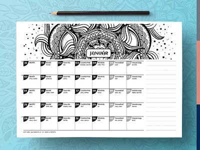 Printable calendar 2019 coloring colourable hand drawn indesign ipad pro mandala mandalas printable procreate