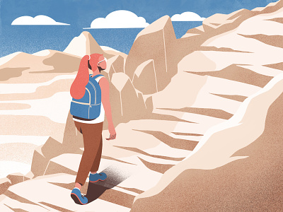Hiking character climbing color design flat hiking illustration illustrations outdoor procreate
