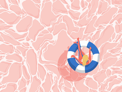 Summer pool character color design flat illustration procreate summer