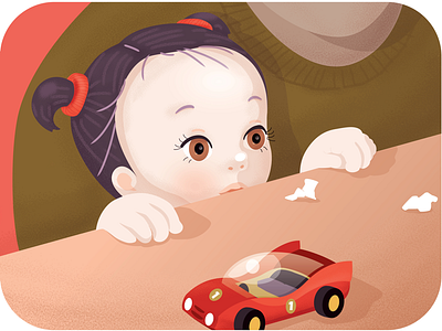 Child with car car child game illustration kid race