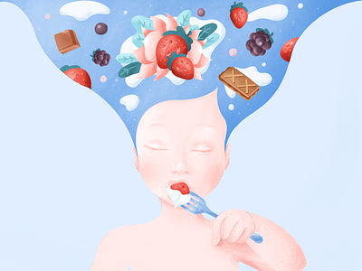 Mindful Eating child cream eating food illustration intuitive kid mind mindfulness strawberry taste