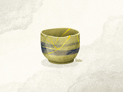 Kintsugi for a bad day drawing gold japanese art kintsugi object texture vase