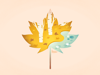 Autumn Leaf autumn illustration lake leaf procreate tree