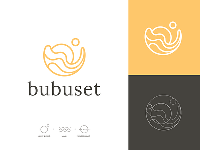 Bubuset logo abstract baby child flow line mindful peekaboo sun waves