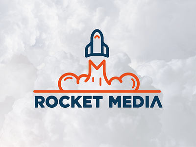 Rocket Media Logo branding launch logo media rocket smoke spaceship take off