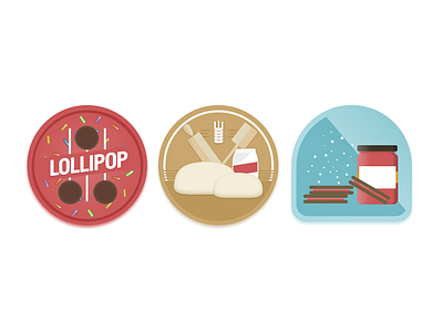 Hei Kameleon Badges badges cookies dough flour jam kids lollipop