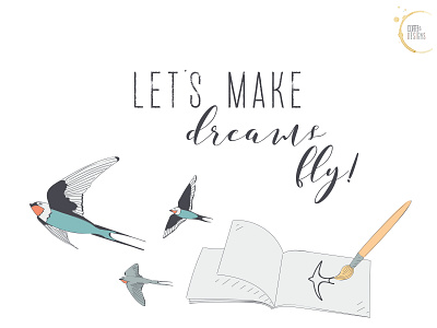 Let's make dreams fly! FIRST SHOT birds designer dreams first shot fly illustration painting portfolio swallows vectorial art visual design