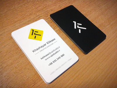 They're Printed! black business card gotham rounded grey white yellow