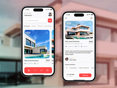 Mobile App: iOS Android UI - Booking Villas