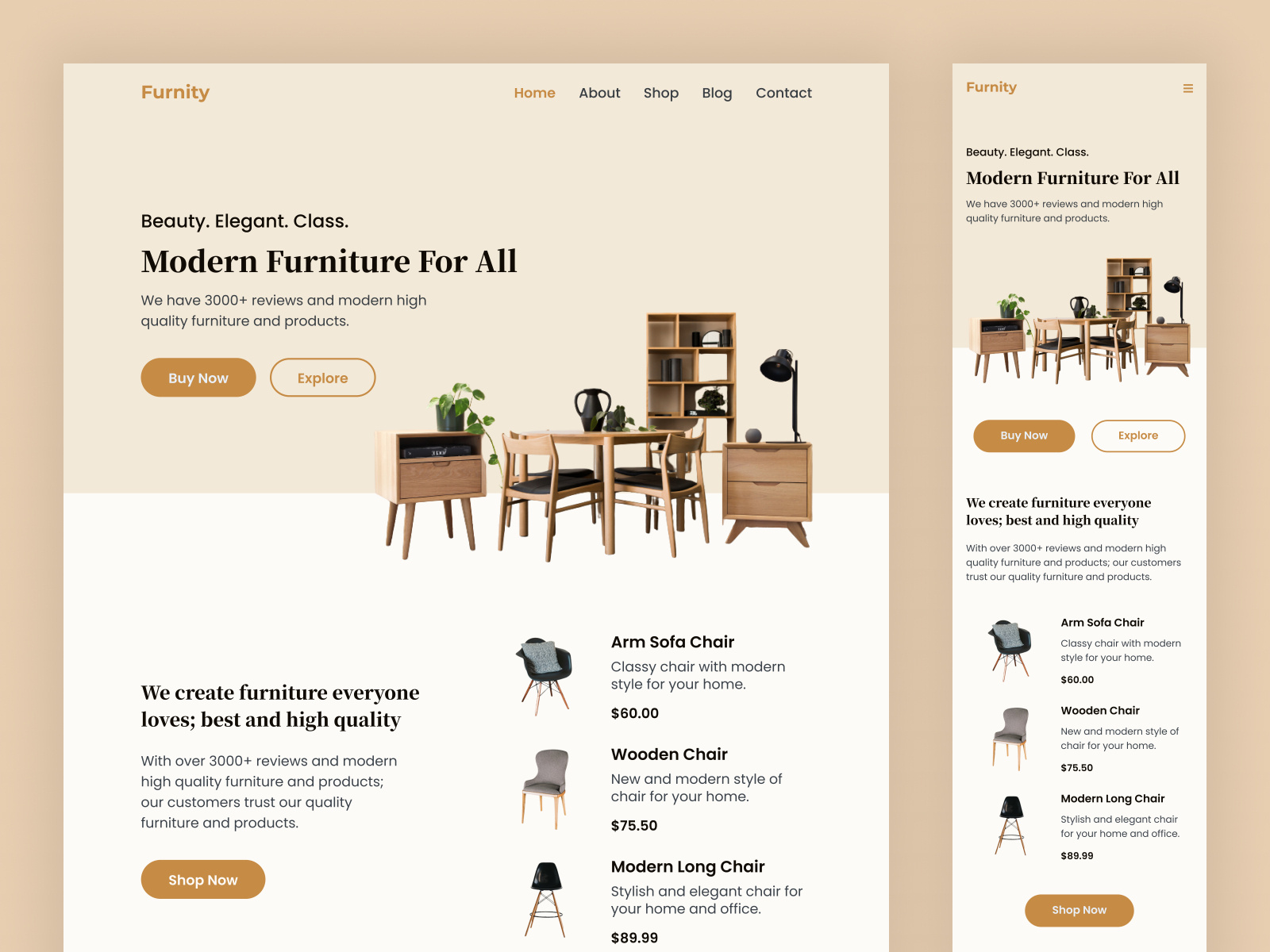 Landing Page Design Furniture Company by Akorede J. Ayanbisi on Dribbble