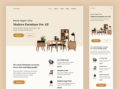 Landing Page Design: Furniture Company figma furniture furniture design furniture website landing page product design