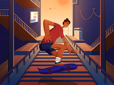 Skateboard boy illustration