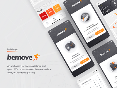 App for tracking move "BeMove" app app design color design ios ios app mobile mobile ui move run tracking ui