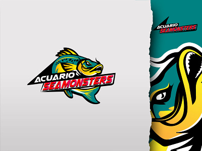 Acuario SeaMonsters Logo Concept catfish mascot logo corporate identity fish mascot gaming logo illustration logo logo design steaming logo
