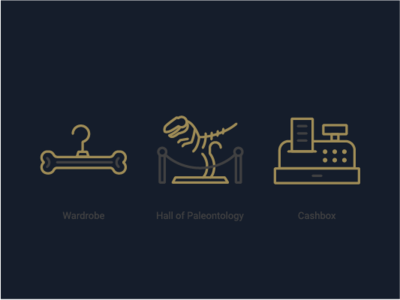 Set of the icons for the “Historical Museum” bones dino dinosaur icons icons set museum outline stroke stroked vector