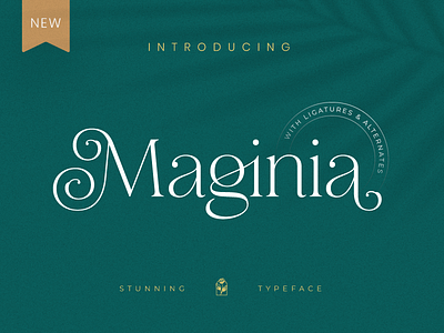 Maginia Font brand classy display font feminine font font design ligature logo logo font logotype luxury modern font modern serif opentype ornament font serif stylish font swashes typography wedding font