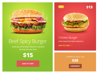 e-Commerce burger cart e commerce food online shopping ui ux