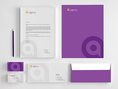 a. agency branding business card envelope letterhead stationary visiting card