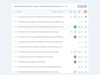 Task List asana dashboard filter jira listing sorter task list ui ux