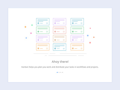 Kanban Intro colorful kanban shapes task taskque tour ui ux welcome