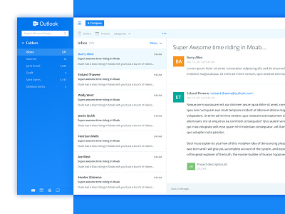 Outlook - Redesign app application email email client inbox outbox outlook ux