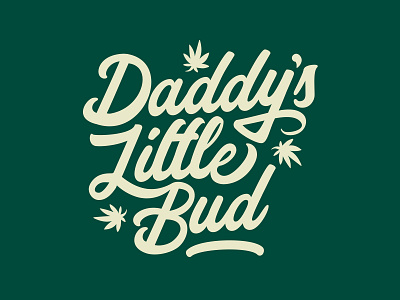 Little Bud green lettering marijuana plants script